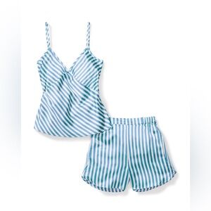 NWT - Petite Plume Silk Cami Short Set in Azure Stripe